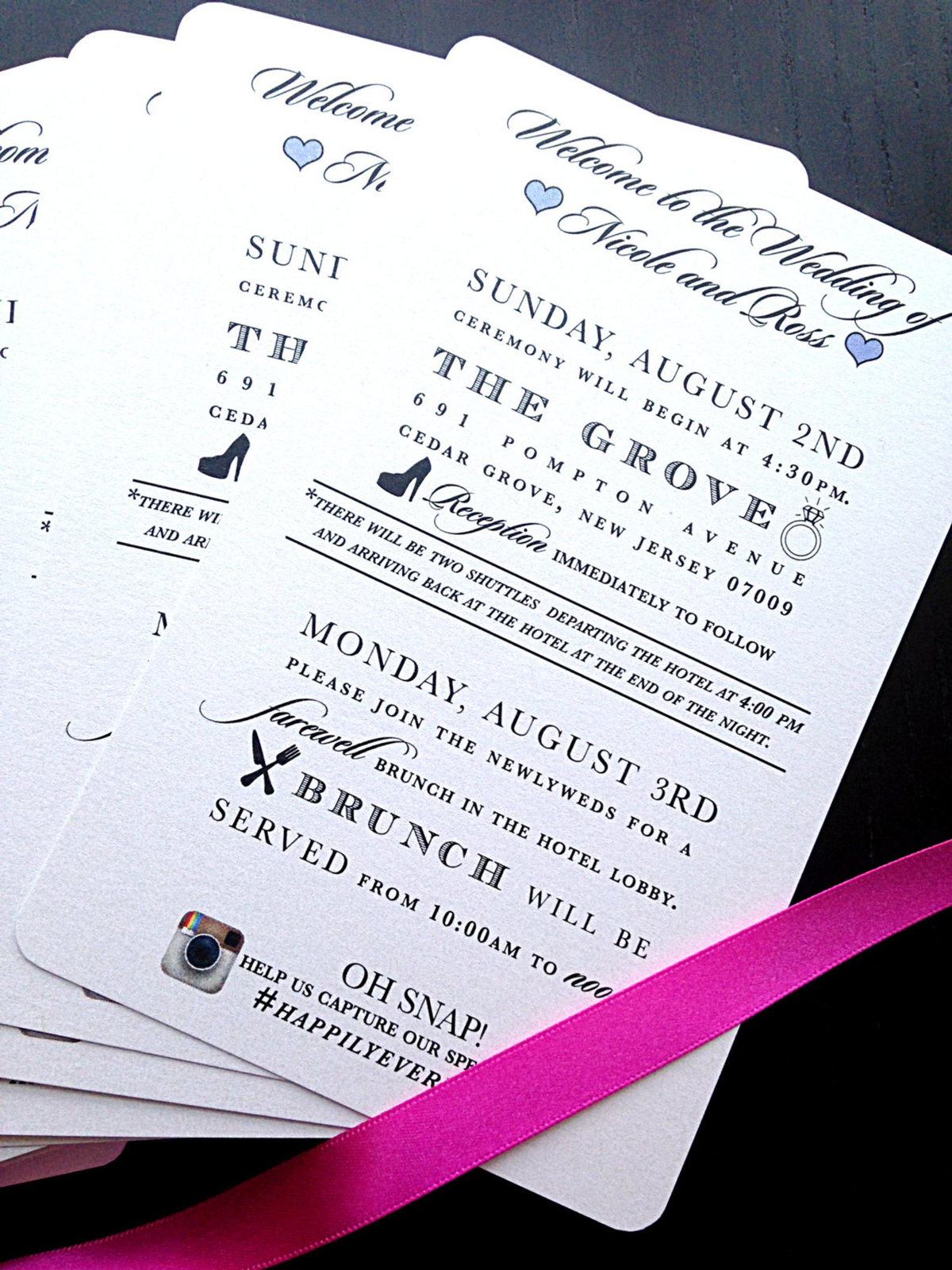 Modern Wedding Itinerary - Block Style
