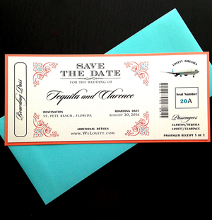 Airline Ticket Wedding Invite - Destination Wedding Invite