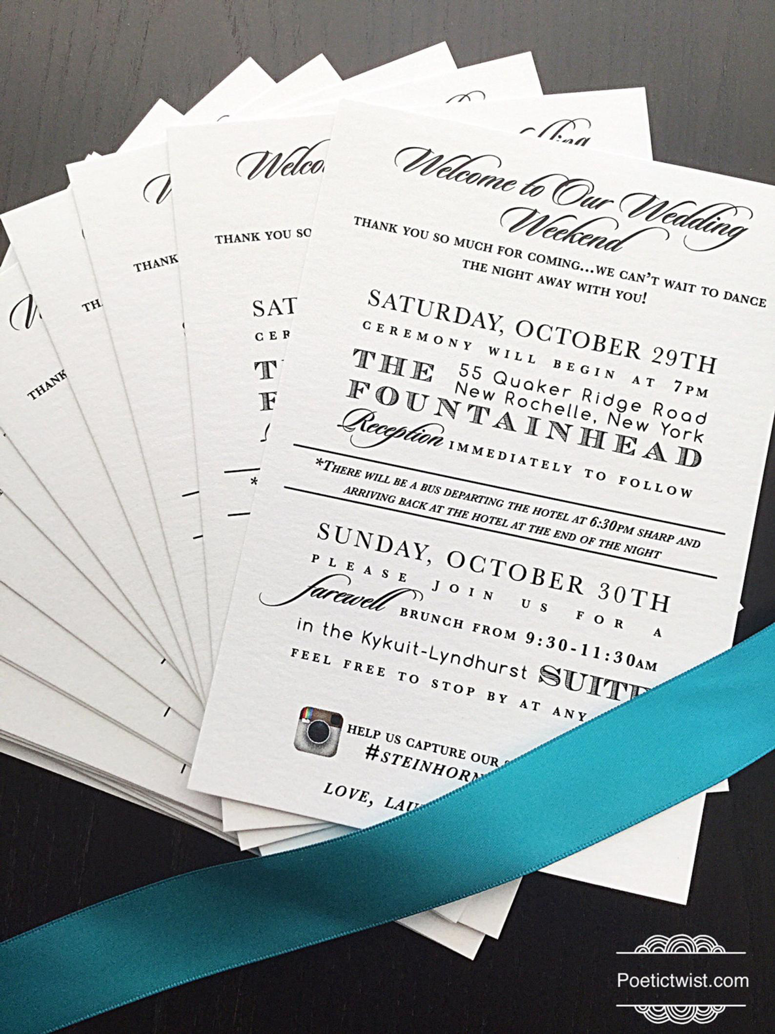 Modern Wedding Itinerary - Block Style