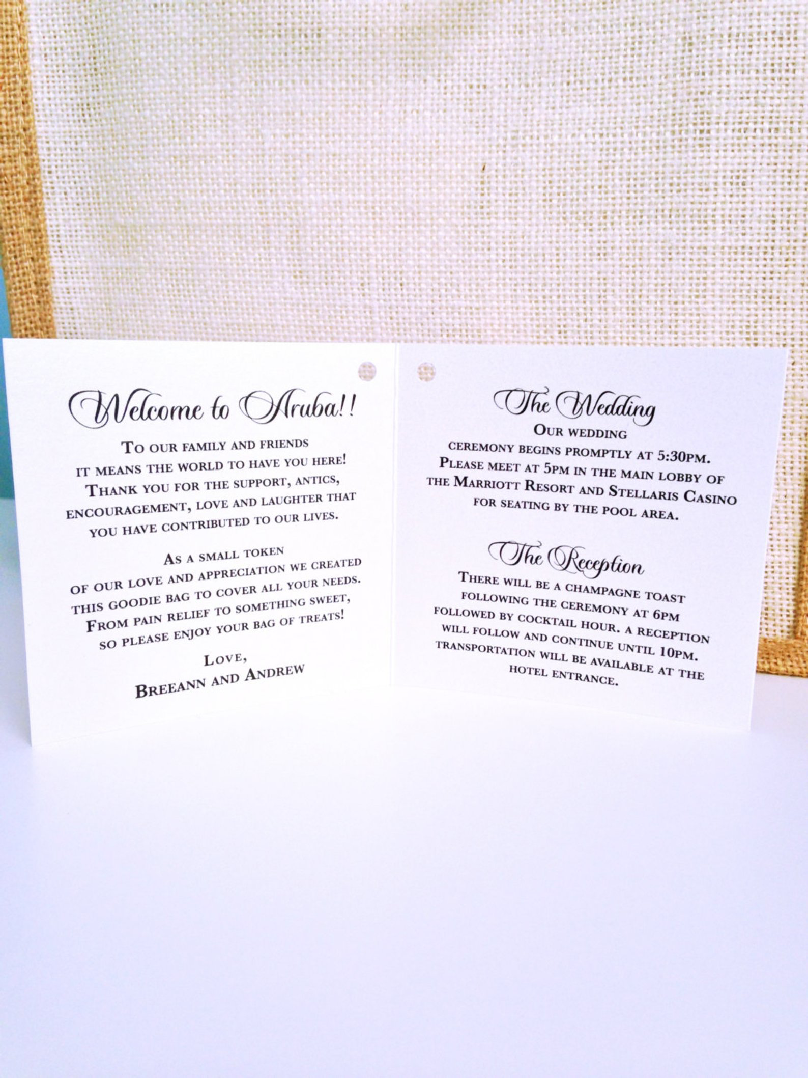 Mini Destination Wedding Itinerary - Wedding Timeline