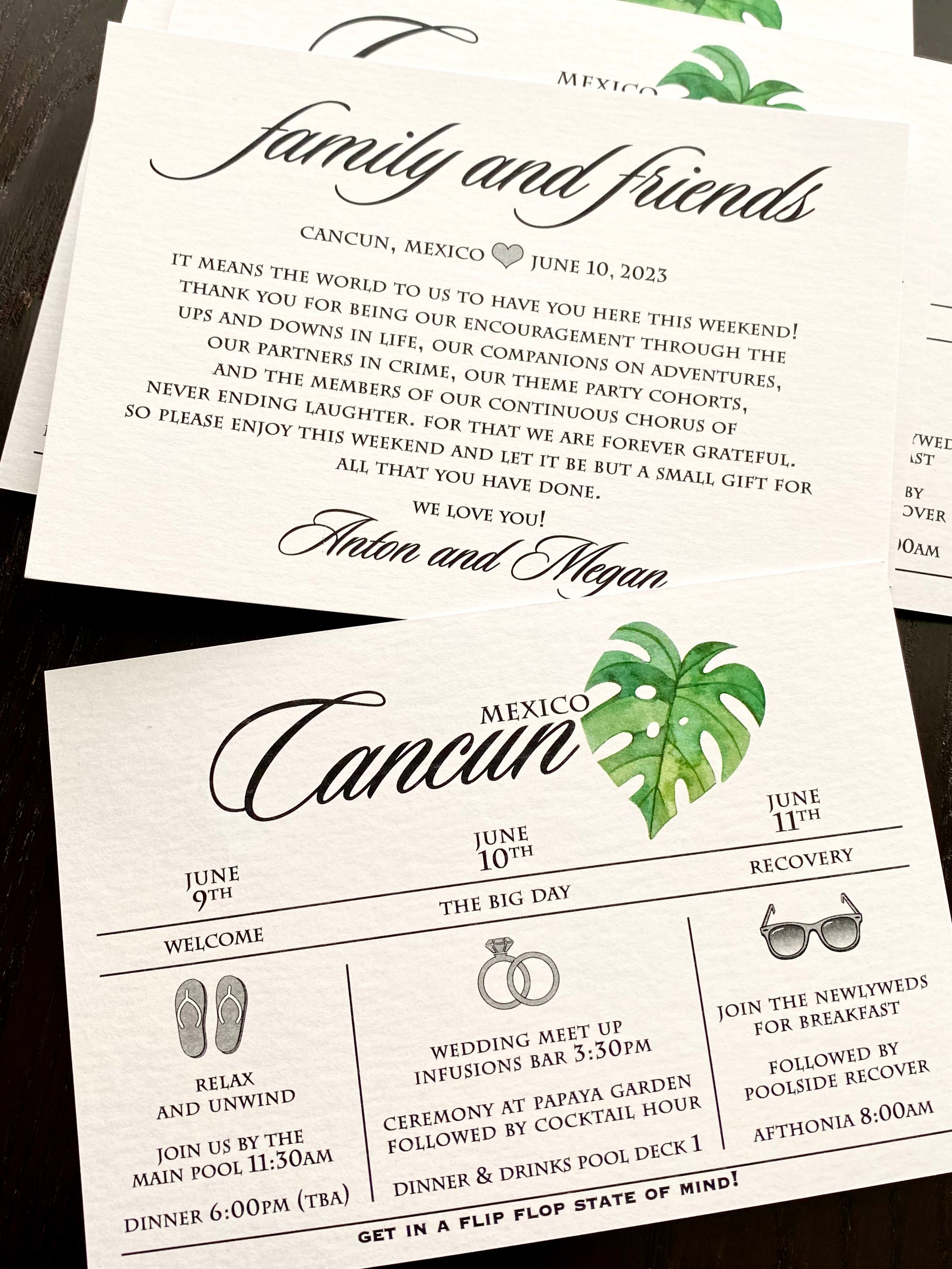 Destination Wedding Itinerary - Wedding Timeline - Weekend Agenda