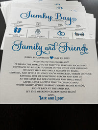 Destination Wedding Itinerary - Wedding Timeline - Weekend Agenda