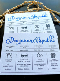 Destination Wedding Itinerary - Wedding Timeline - Weekend Agenda