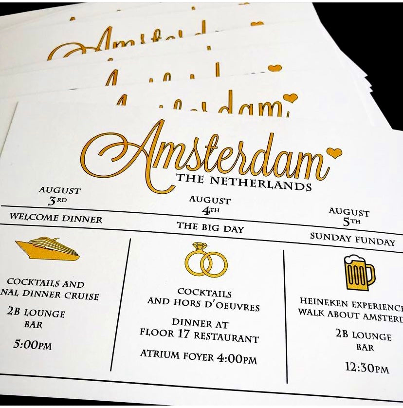 Destination Wedding Itinerary - Wedding Timeline - Weekend Agenda