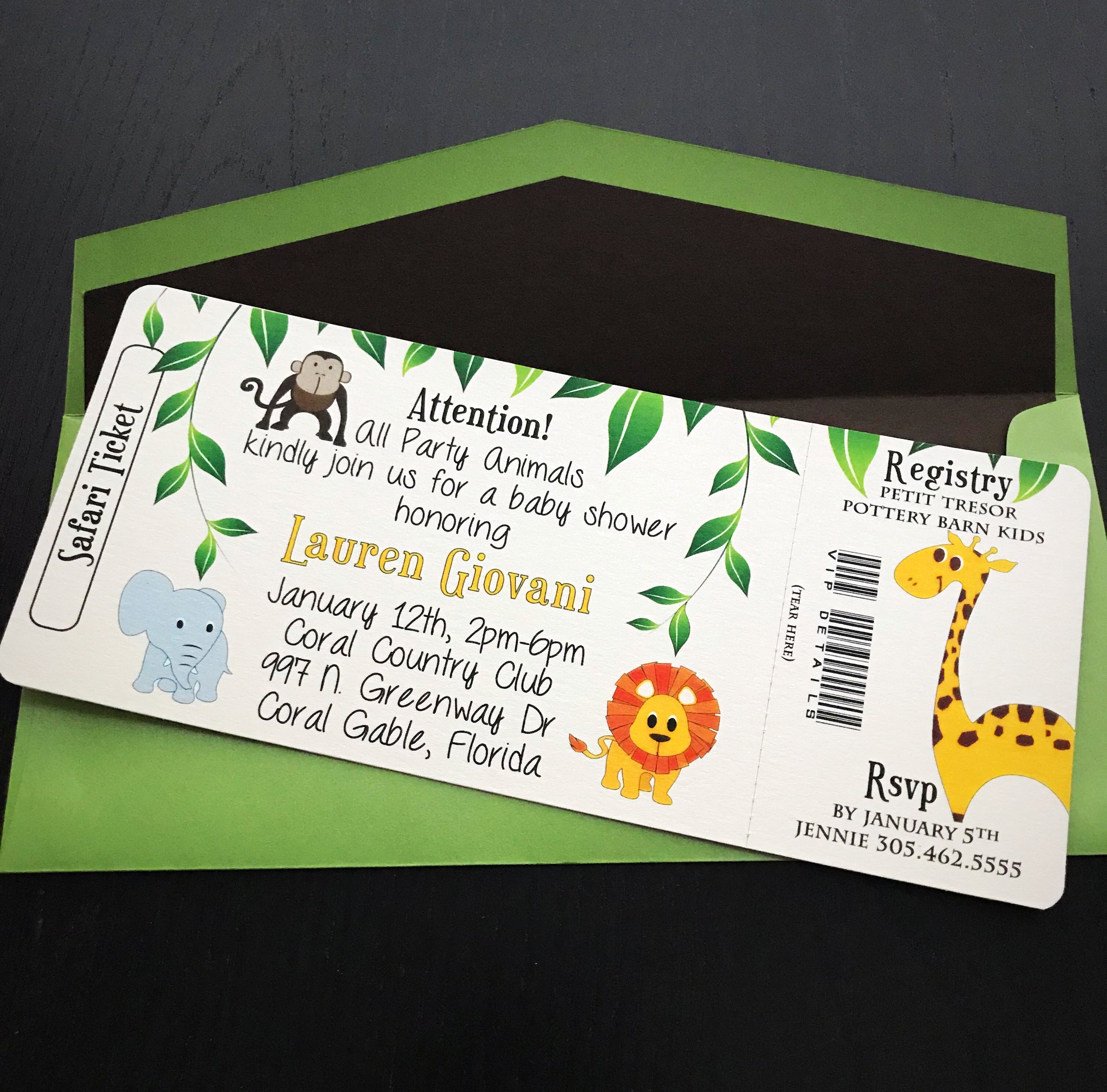 jungle theme baby shower invitation for safari theme party