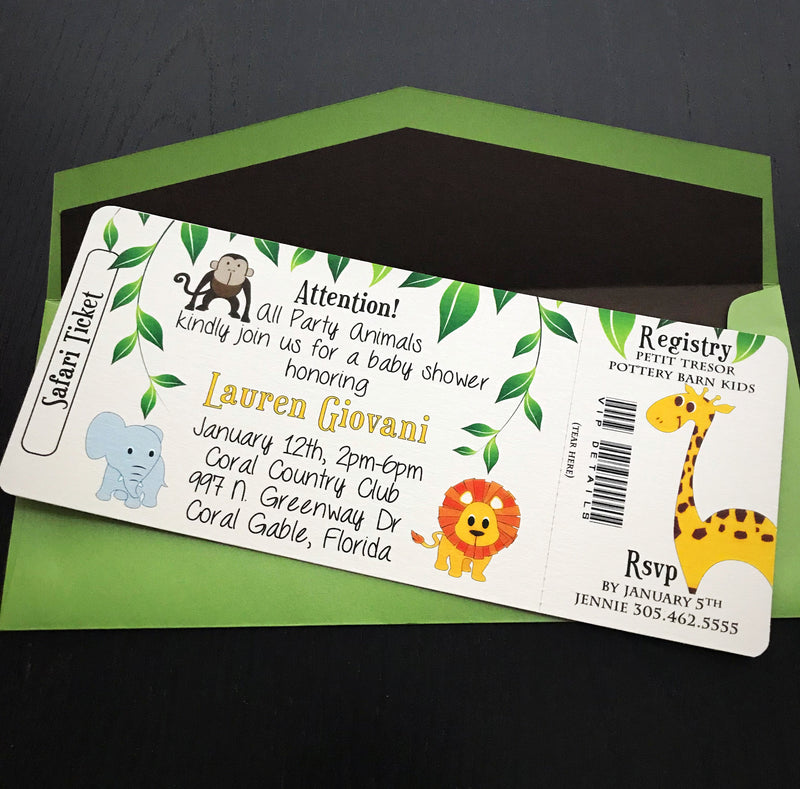jungle theme baby shower invitation for safari theme party