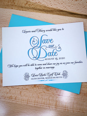 Tiffany blue save the date wedding invitation