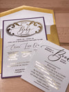 royal baby shower invite and purple and gold baby shower invite
