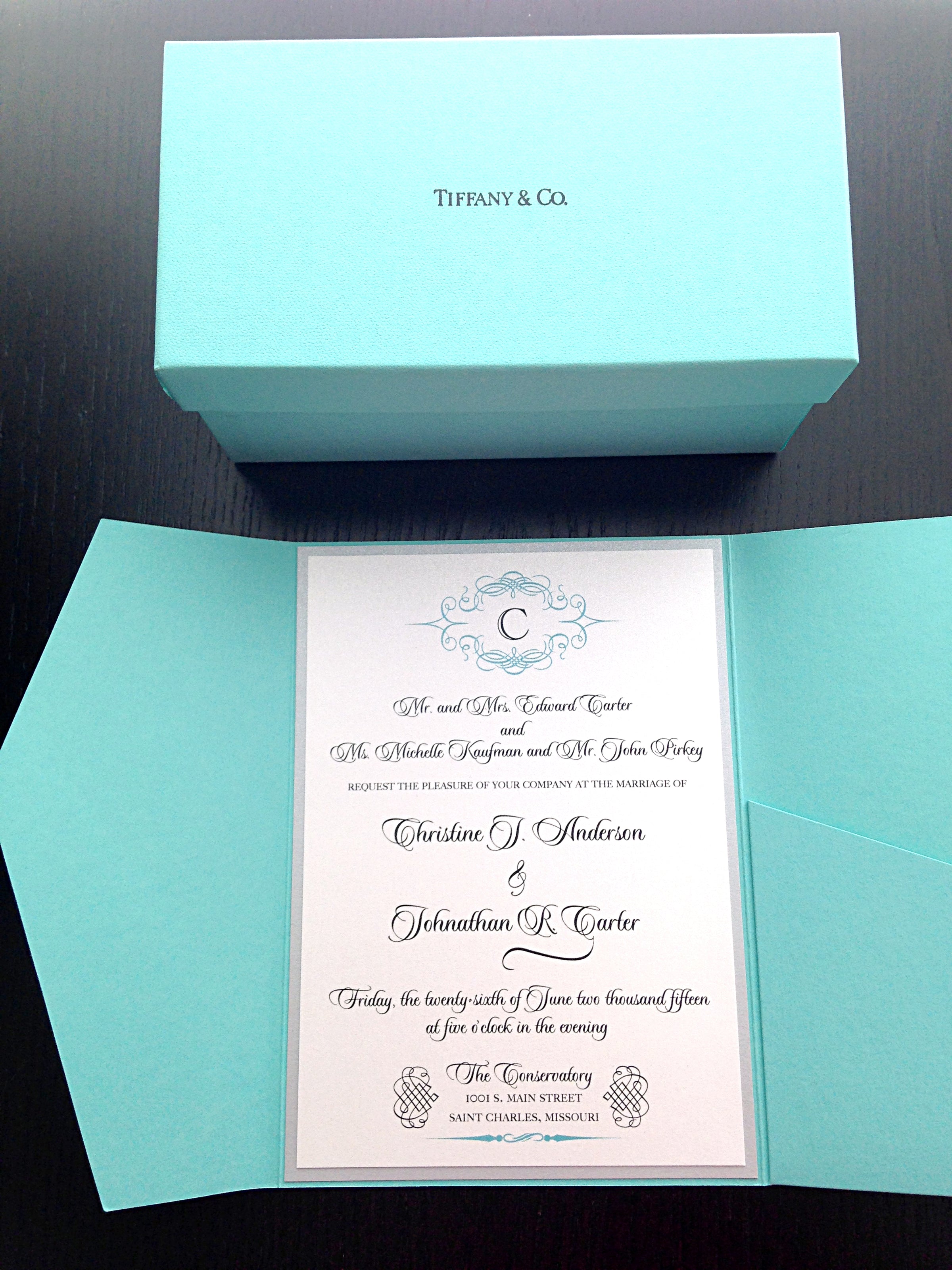 Tiffany Blue Wedding Invitation Pocket Fold Invite