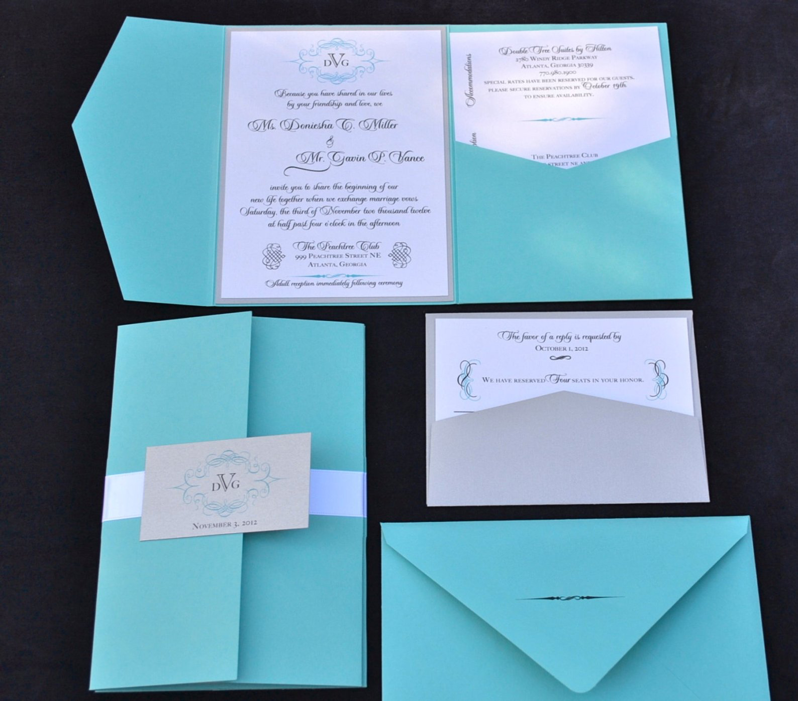 Tiffany Blue Wedding Invitation - Pocket Fold Invite