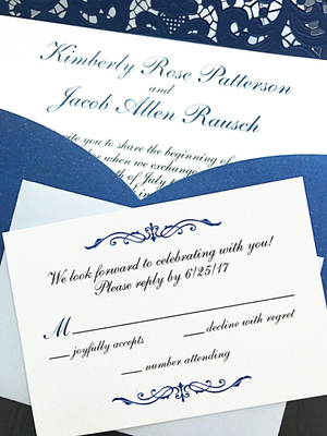 Laser-cut Pocket Fold Wedding Invitation