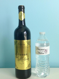 Personalized Water Bottle Labels - Wedding Rings