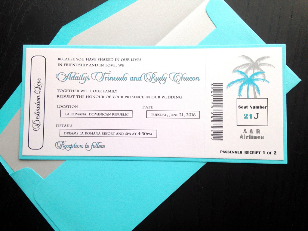 Boarding Ticket Wedding Invite Destination Wedding Invite
