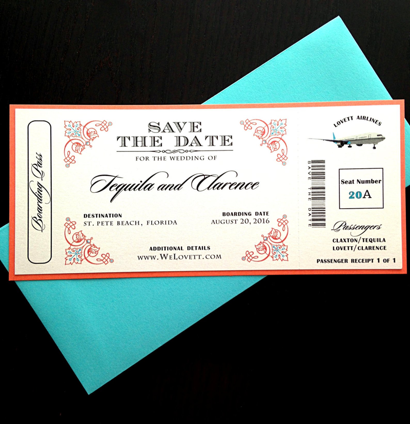 Airline Ticket Wedding Invite - Destination Wedding Invite