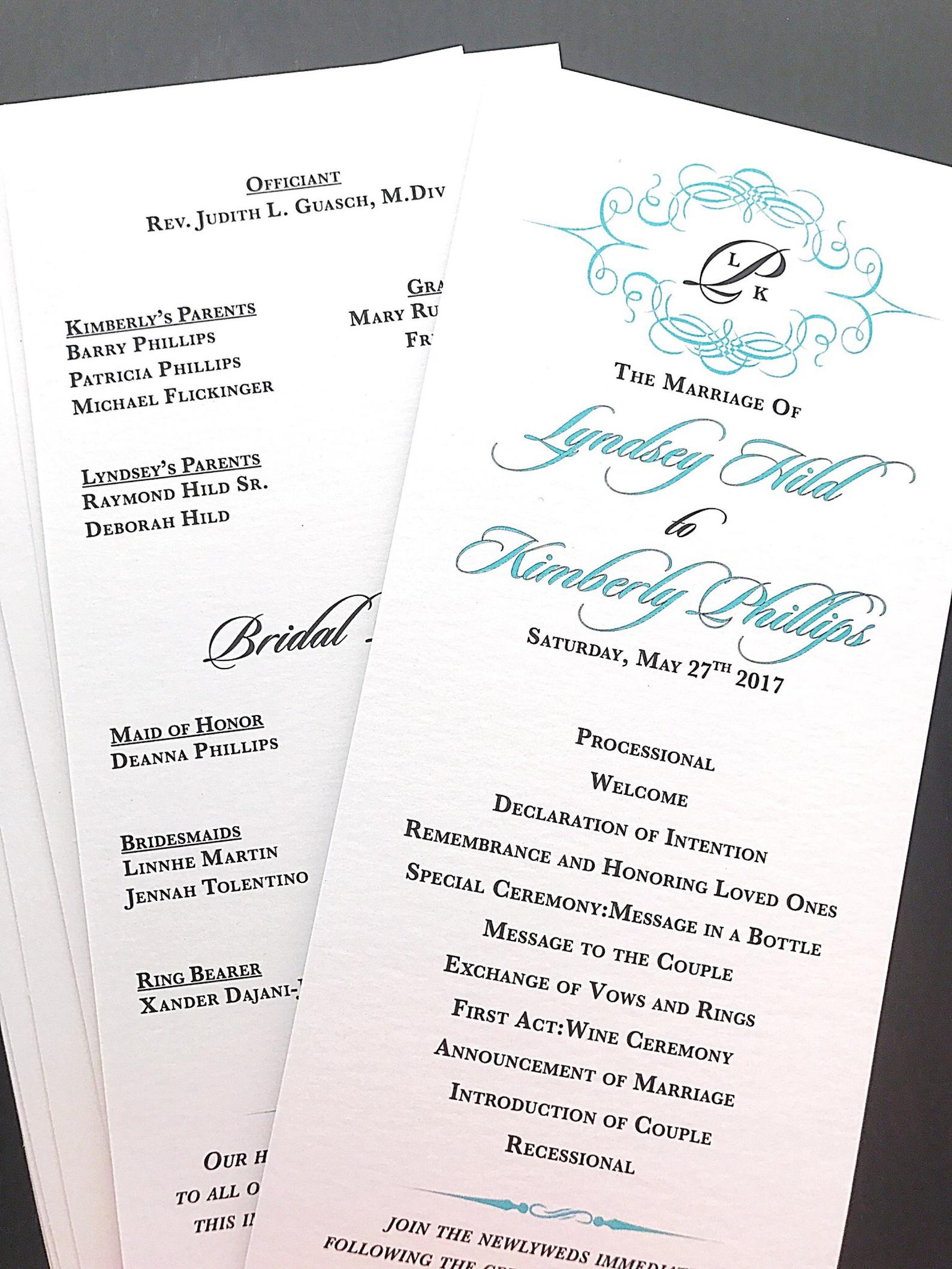 Wedding ceremony programs