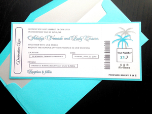 Airline Ticket Wedding Invite - Palm Tree Invite -Destination Wedding