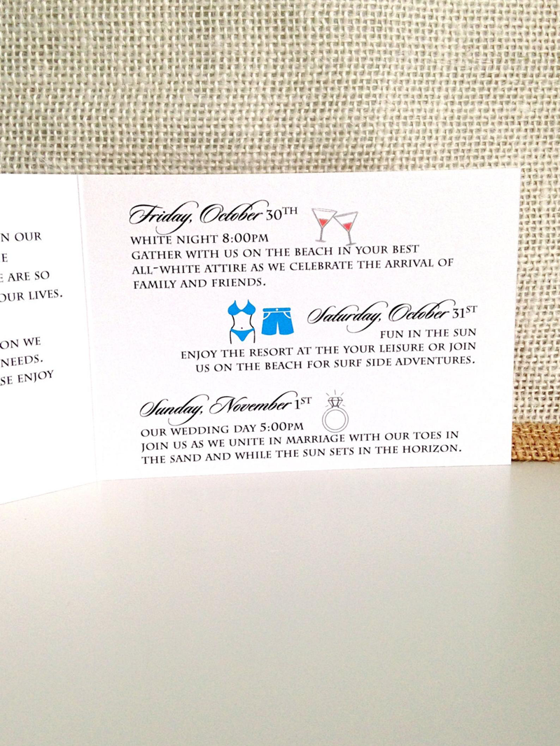 Monogram Destination Wedding Itinerary - Wedding Timeline