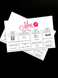 wedding itinerary and welcome note