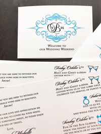 Destination wedding itinerary and welcome note