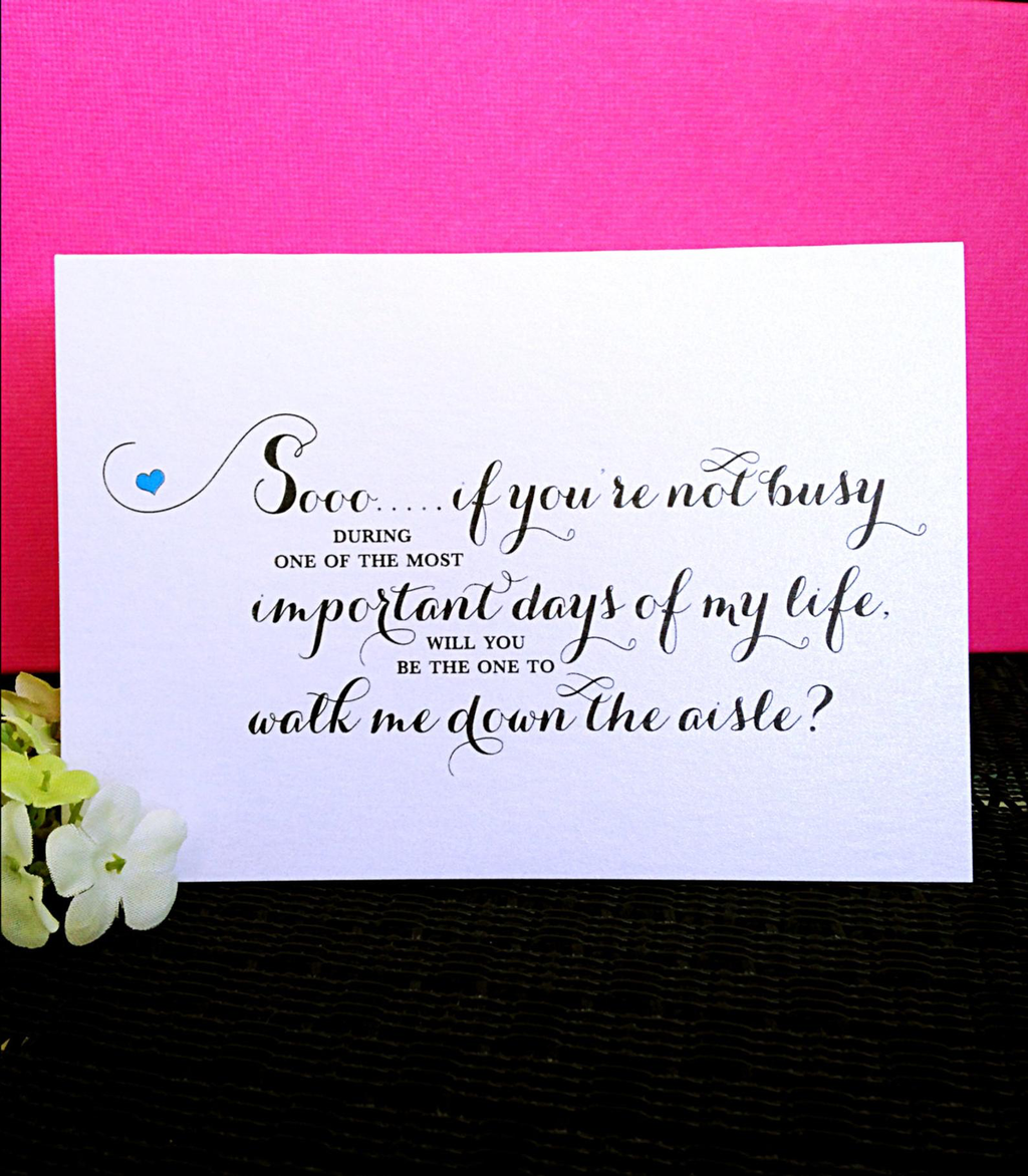 Will you walk me down the aisle card