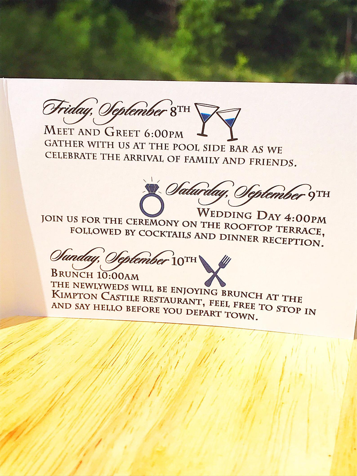 Wedding timelines Weekend agenda