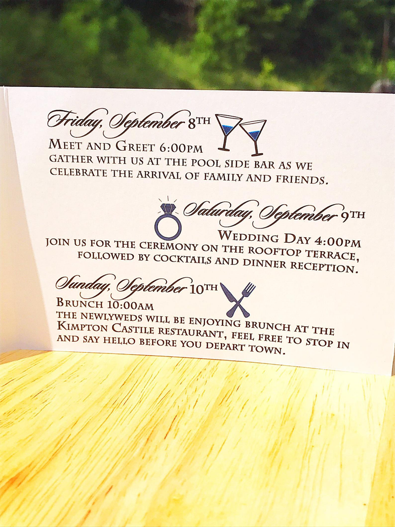 Wedding timelines Weekend agenda