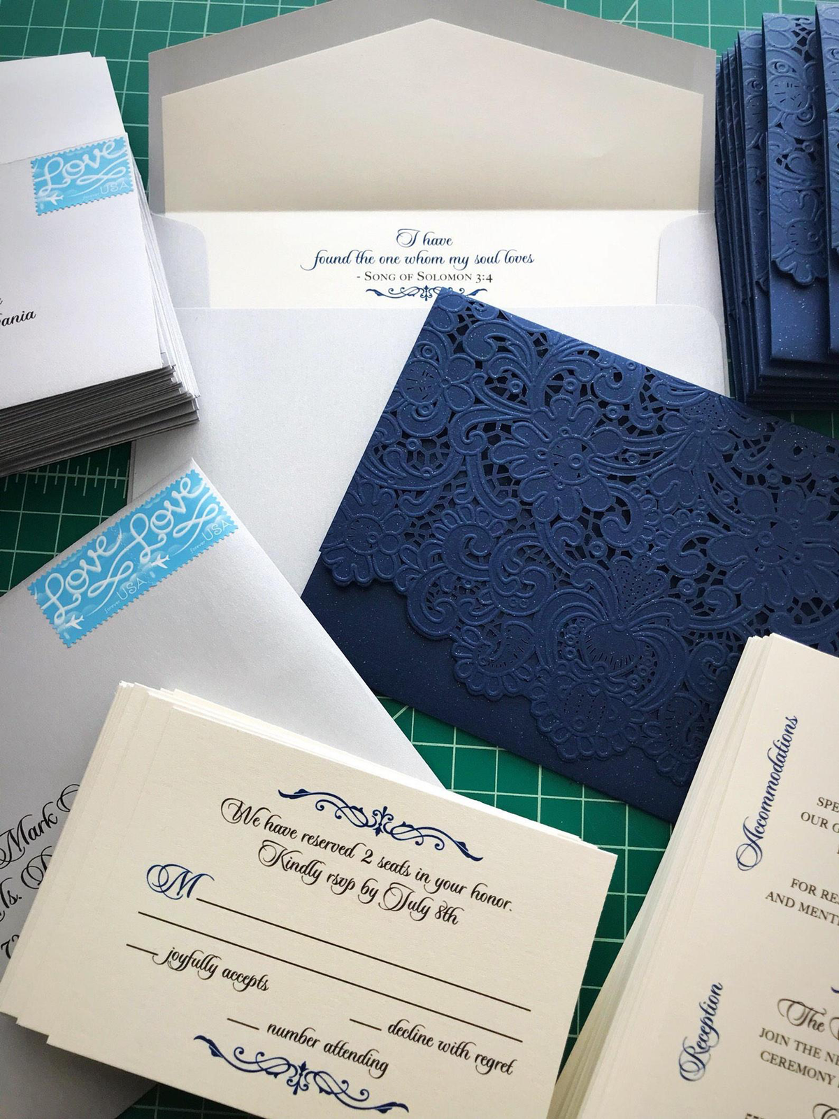 Laser-cut Pocket Fold Wedding Invitation