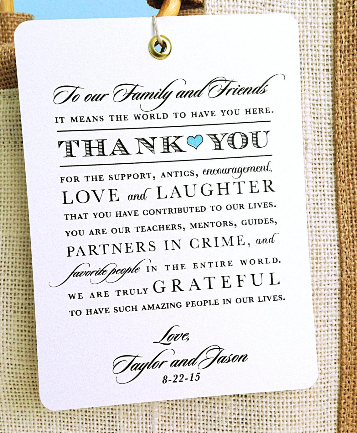 Wedding Tags-Thank You Tags-Guest Bag Tags
