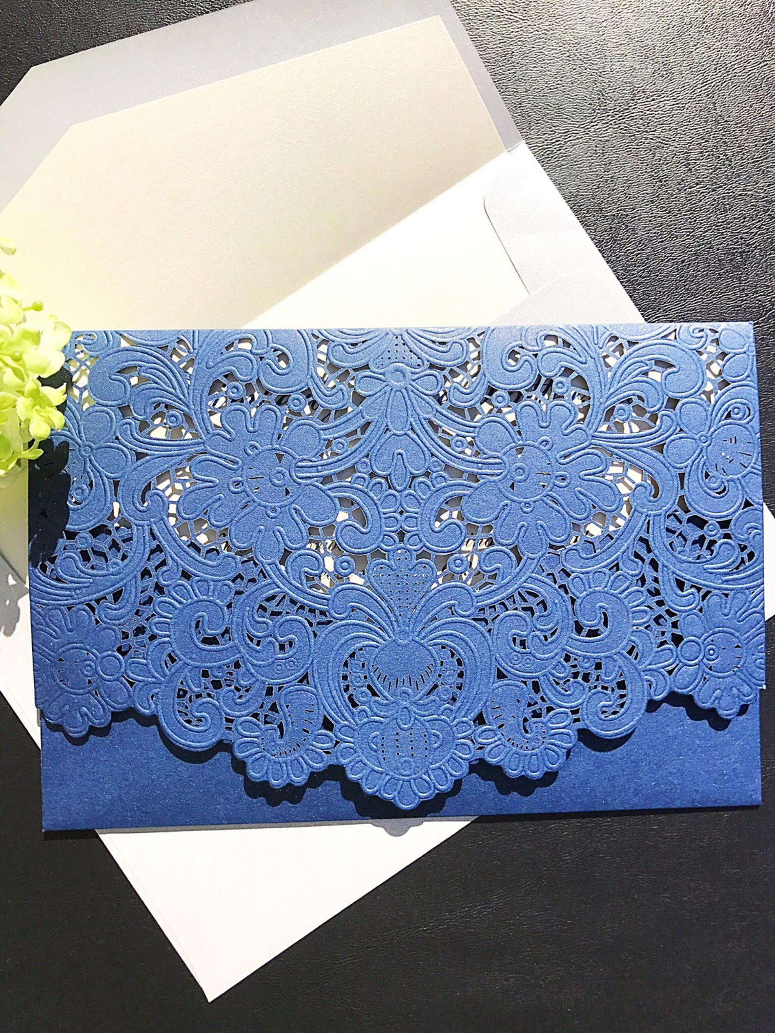 Laser-cut Pocket Fold Wedding Invitation