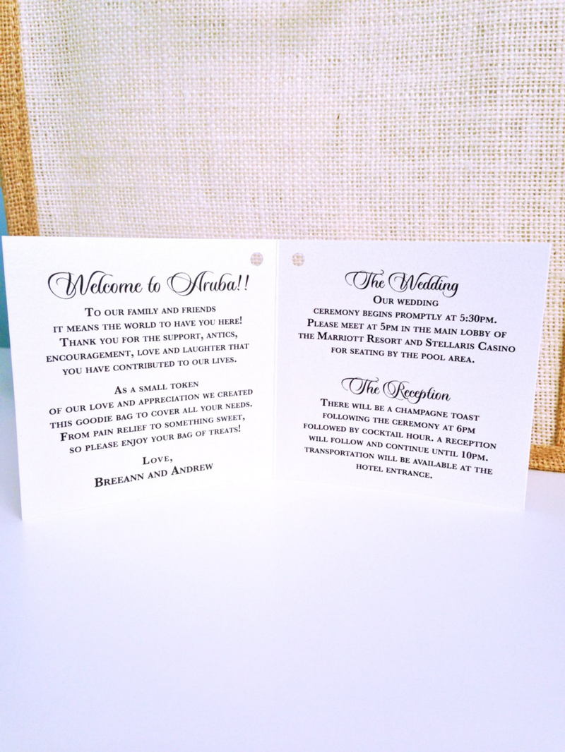 Mini Destination Wedding Itinerary - Wedding Timeline