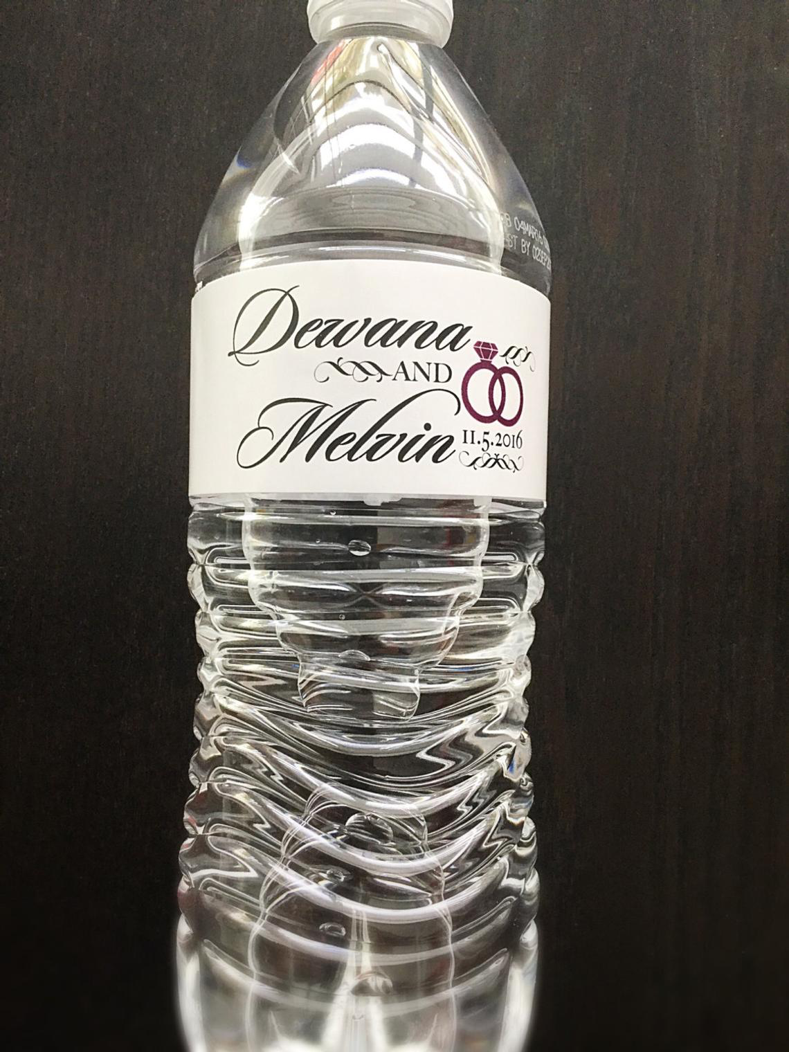Personalized Water Bottle Labels - Wedding Rings