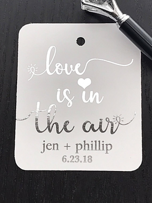 Love is in the air wedding favor tags