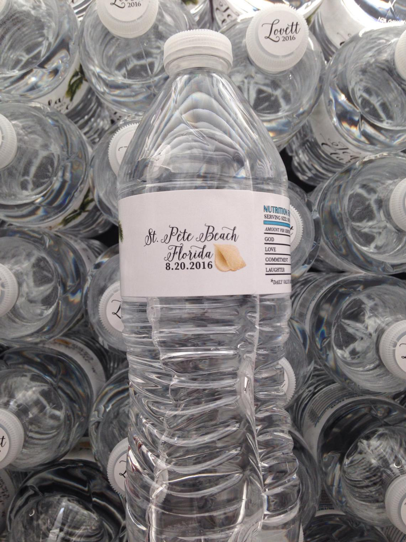 Personalized Water Bottle Labels-Palm Tree