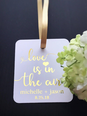 Hanging tags for wedding favors or welcome bags