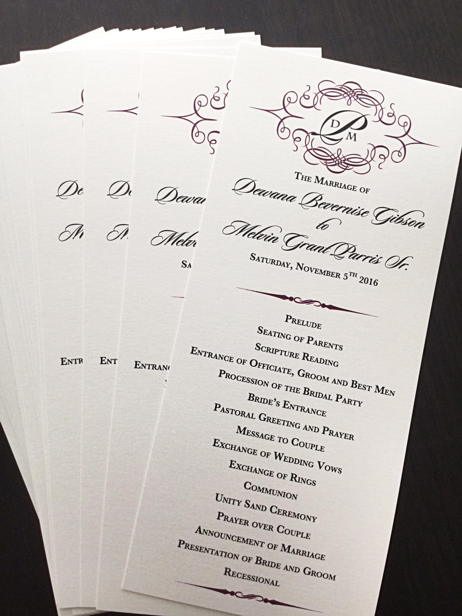 monogram wedding programs